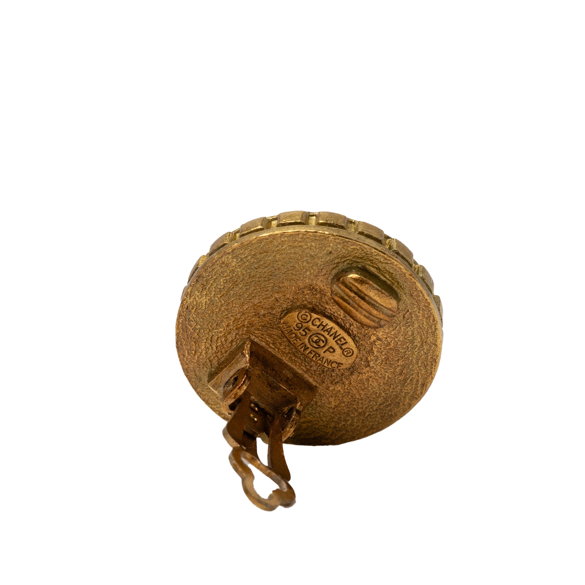 Gold Plated Coco Coin Clip On Earrings - Image 3