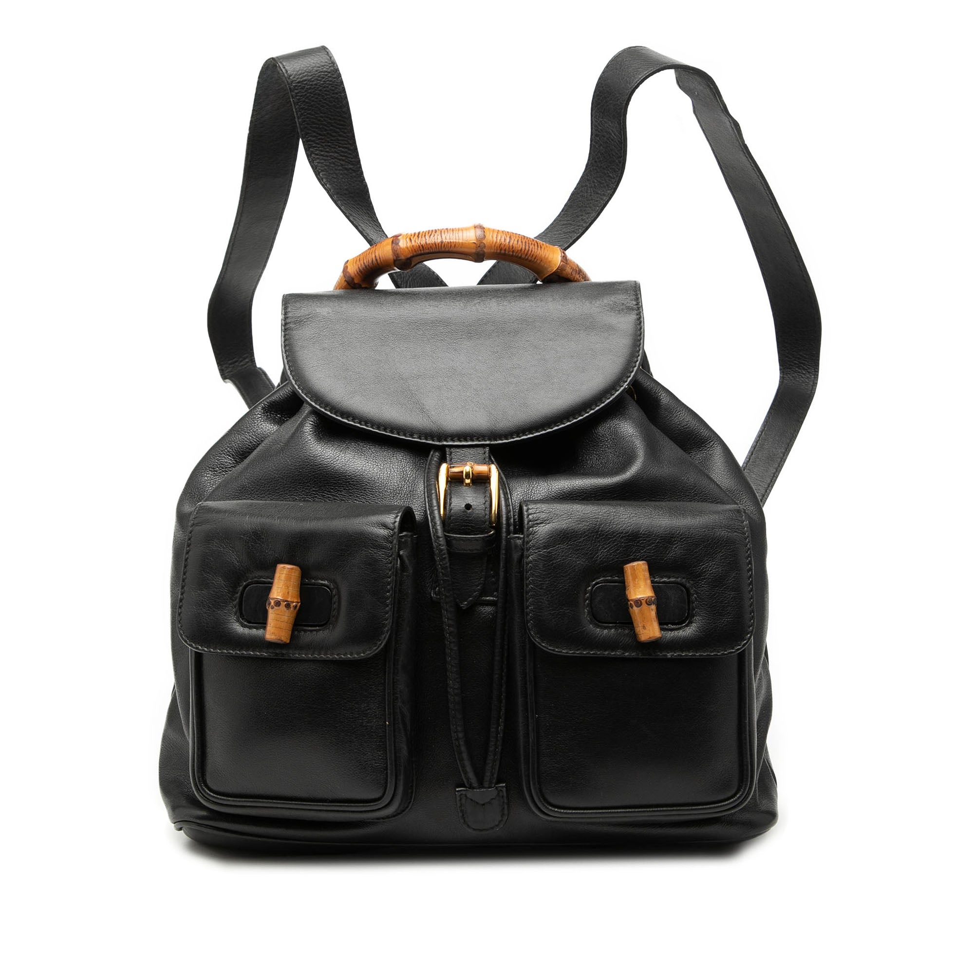 Calfskin Bamboo Drawstring Backpack - Image 1