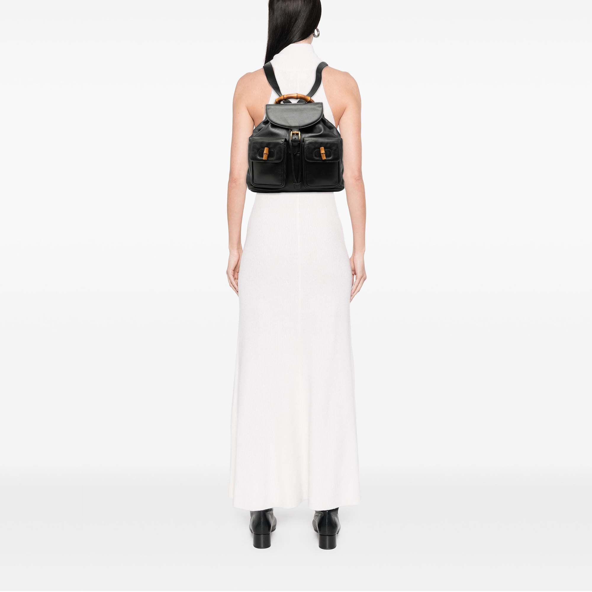 Calfskin Bamboo Drawstring Backpack - Image 7