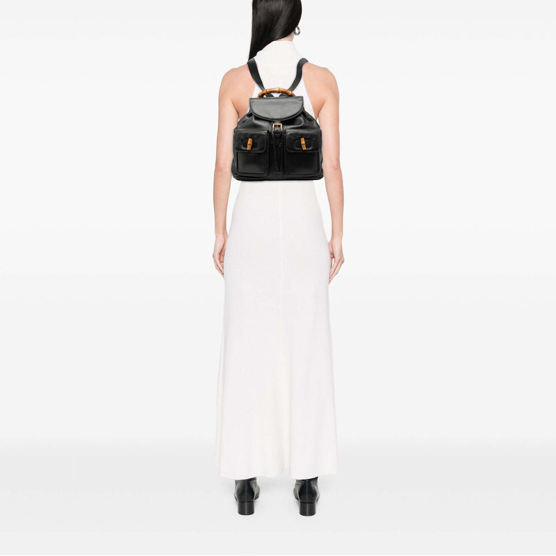 Calfskin Bamboo Drawstring Backpack - Image 7
