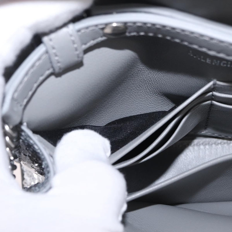 Balenciaga Hourglass Chain Leather With Sequins Silver Bag