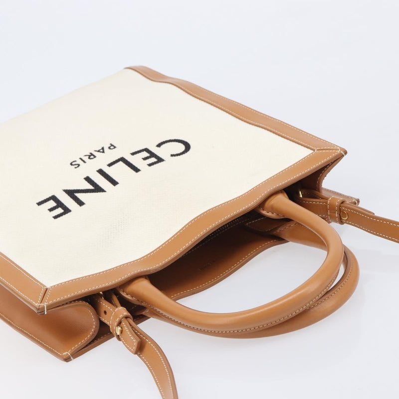 Celine Vertical Cabas Canvas With Leather Beige Bag