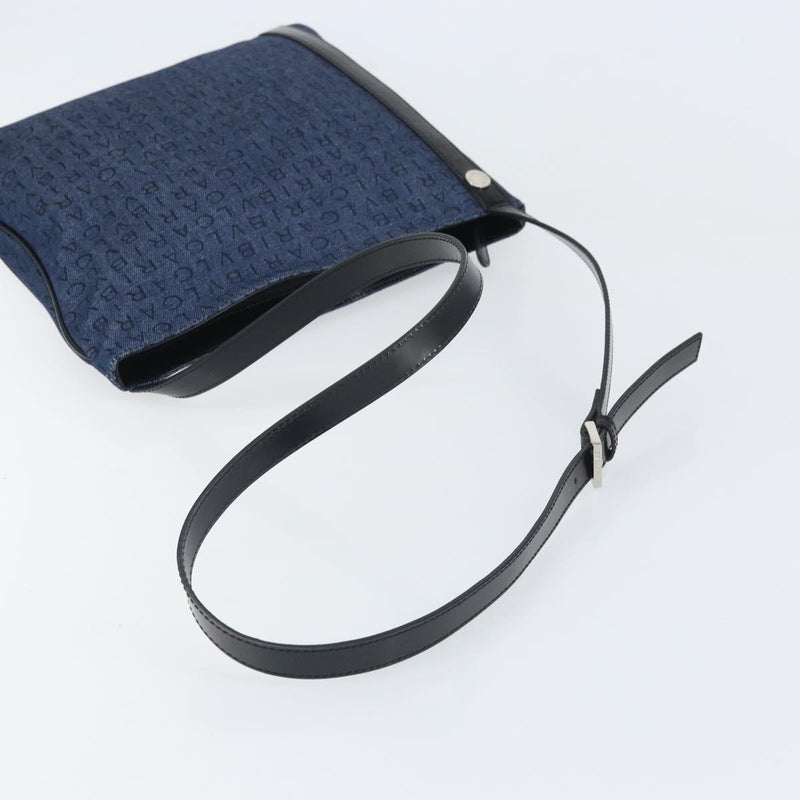 Bvlgari Logomania Canvas With Leather Blue Bag