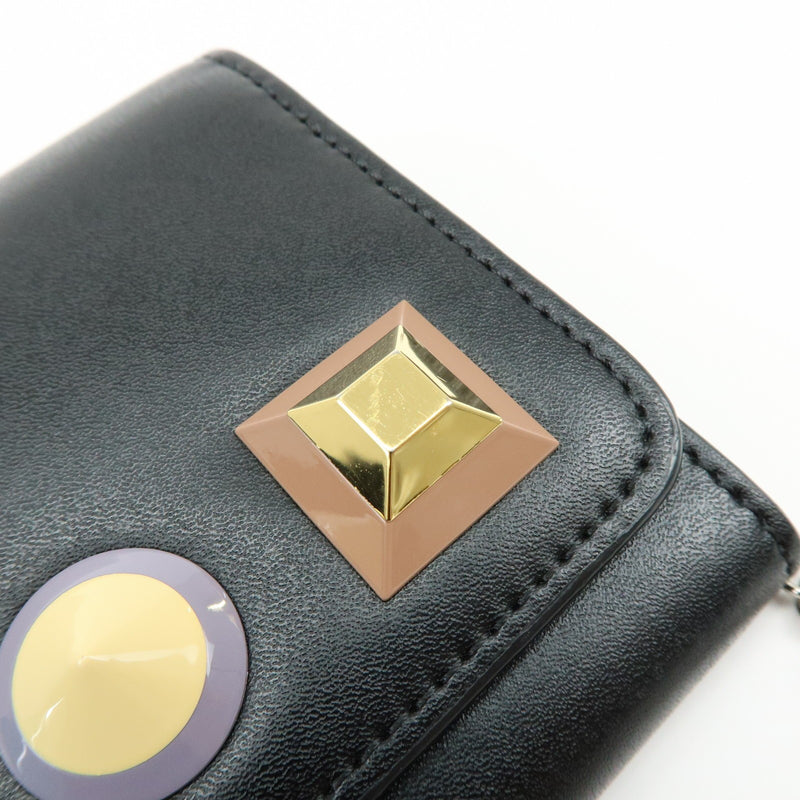 Fendi Continental Wallet On Chain Studded Leather Black Bag