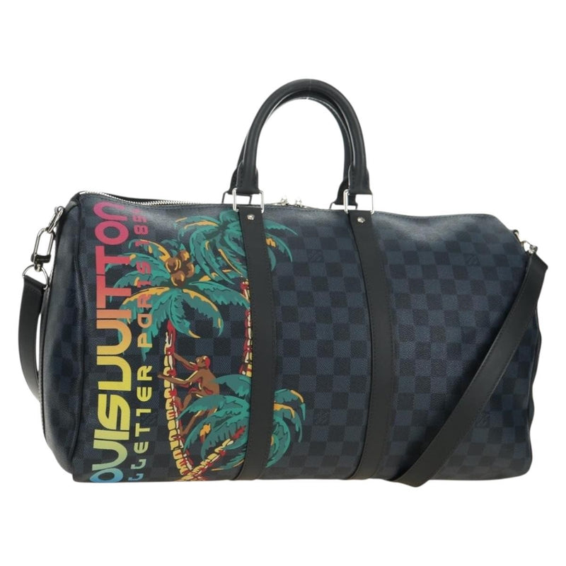 Louis Vuitton Keepall Bandouliere Limited Edition Damier Cobalt Jungle Blue Canvas Bag
