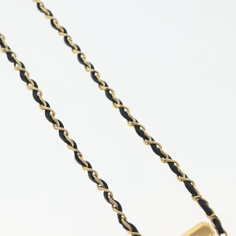 Chanel Cc Perfume Bottle Pendant Chain Long Metal With Leather, Crystals And Faux Pearl Gold Bijoux