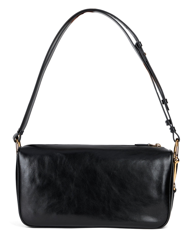Gucci Buckle-Closure Calf Leather Shoulder Bag — Black Skin