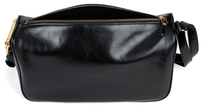 Gucci Buckle-Closure Calf Leather Shoulder Bag — Black Skin