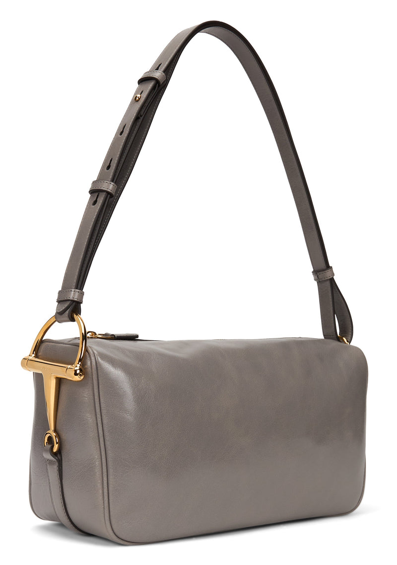 Gucci Smooth Calf Leather Shoulder Bag — Gray Skin