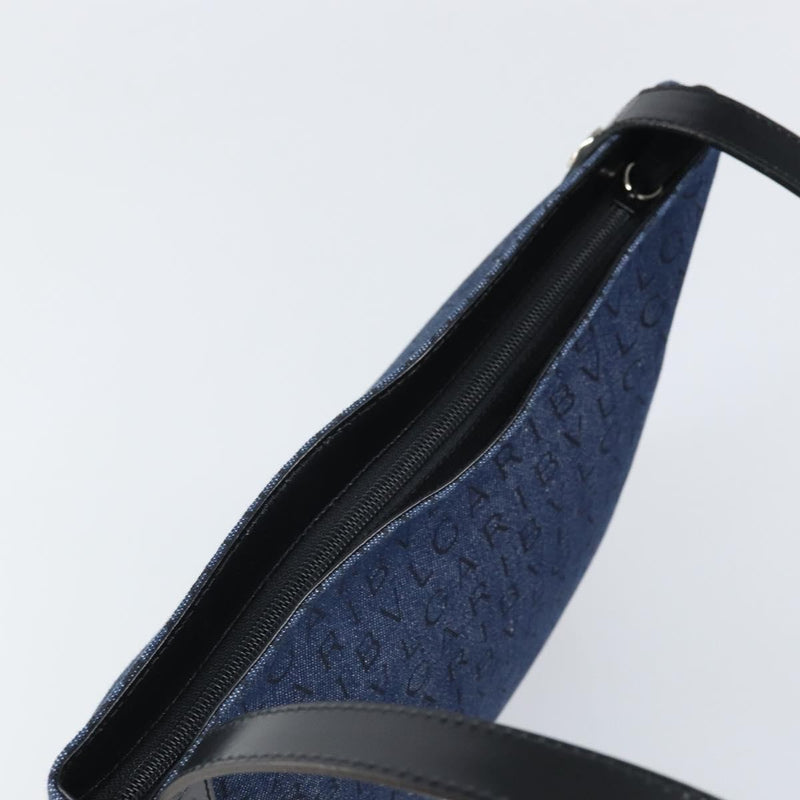 Bvlgari Logomania Canvas With Leather Blue Bag