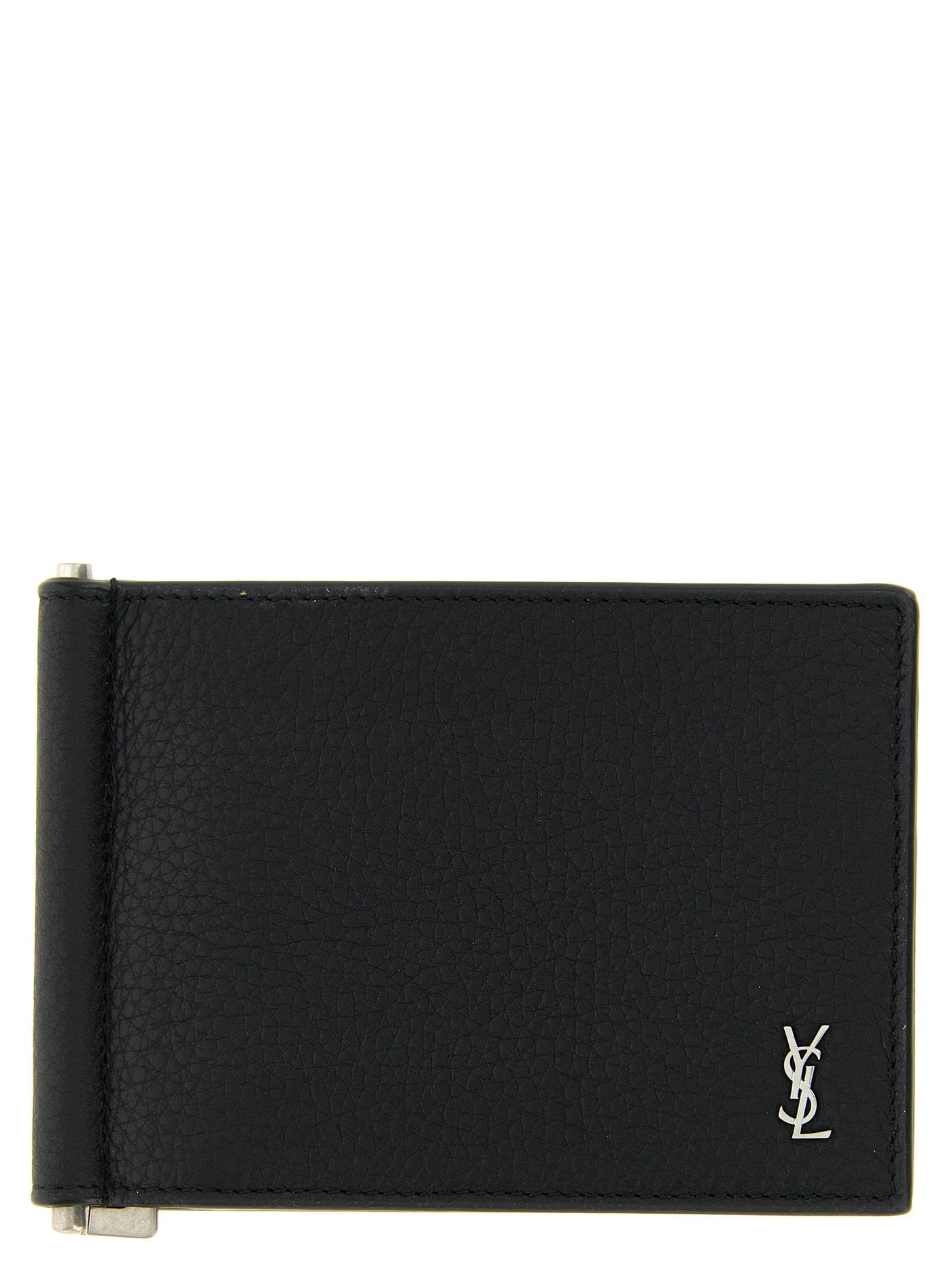 Saint Laurent Card Case — Black Hammered Leather Cases