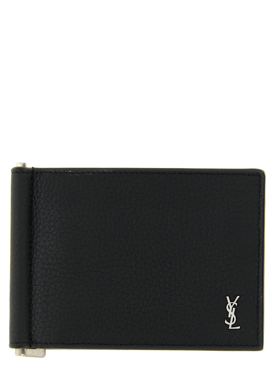 Saint Laurent Card Case — Black Hammered Leather Cases