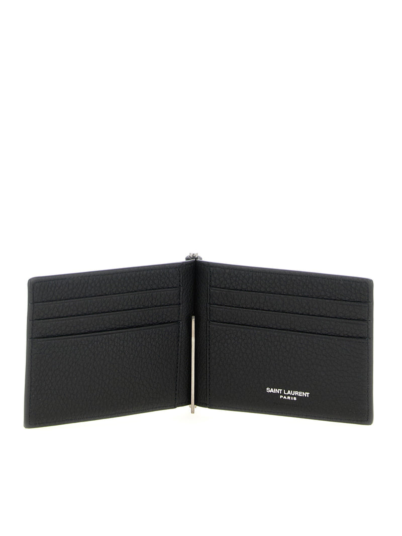 Saint Laurent Card Case — Black Hammered Leather Cases