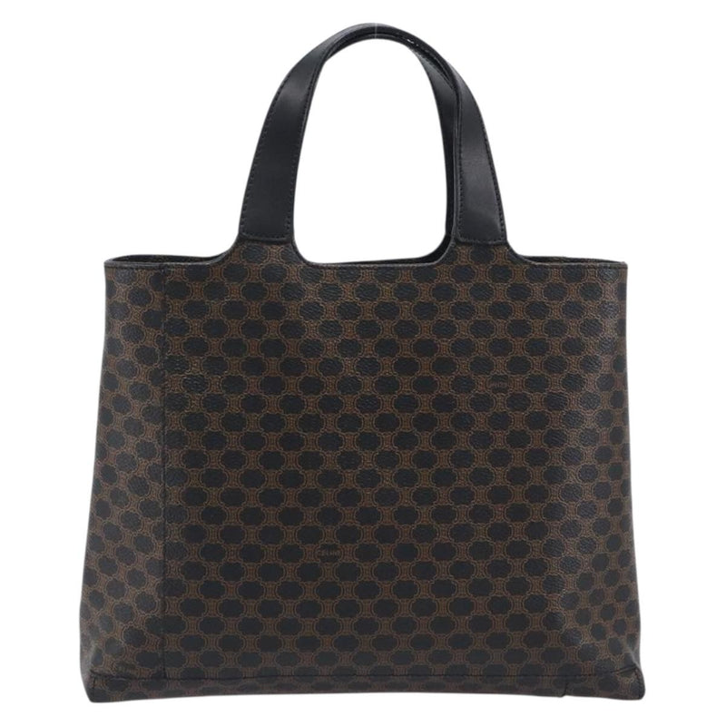 Celine Vintage Macadam Canvas And Leather Black Bag