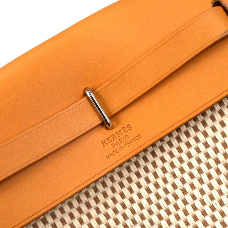 Hermes Herbag Toile And Leather Beige Canvas Bag