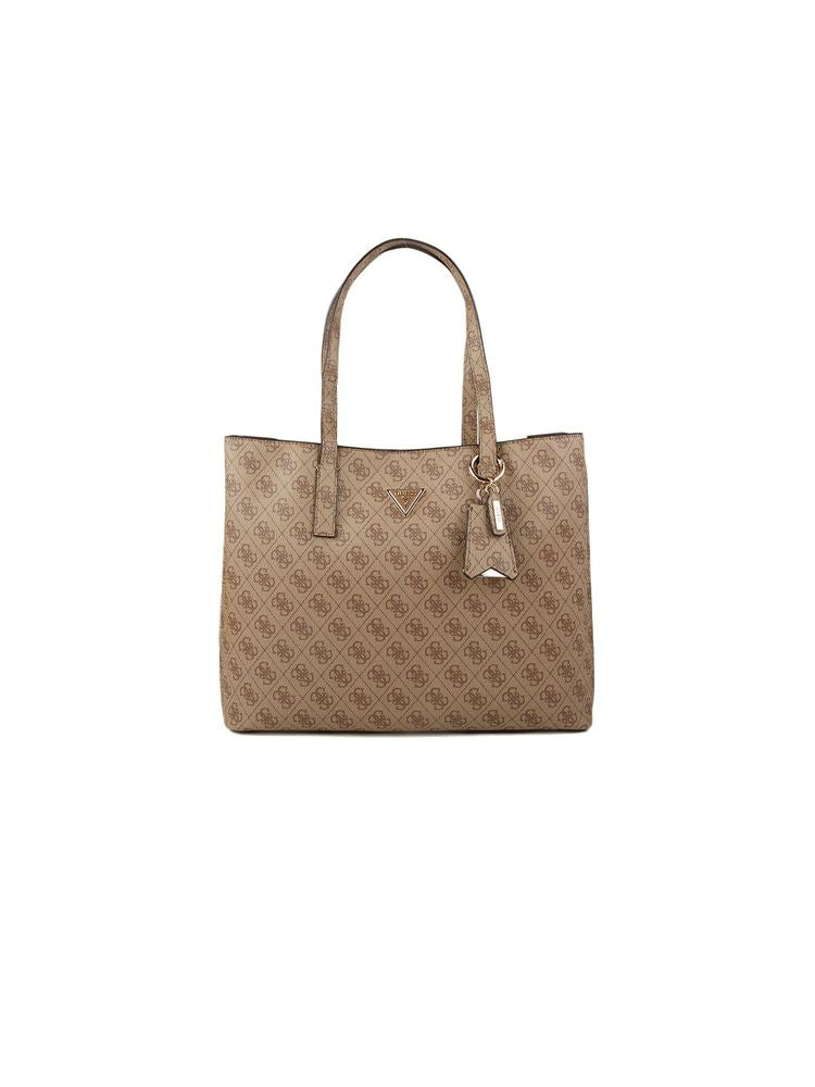 Guess Logo-Jacquard Tote Bag — Beige Polyurethane