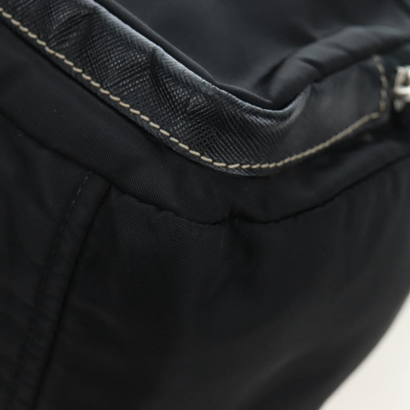 Prada Double Pocket Buckle Flap Tessuto And Leather Black Nylon Bag