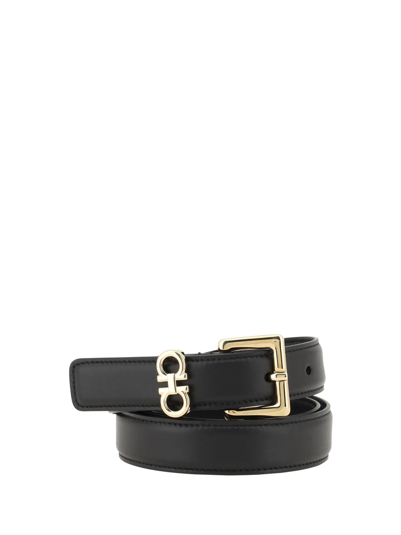 Ferragamo Gancini Belt — Black Calf Leather