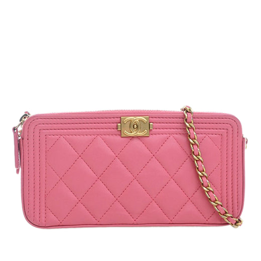 Quilted Lambskin Boy Double Zip Wallet On Chain - Image 1