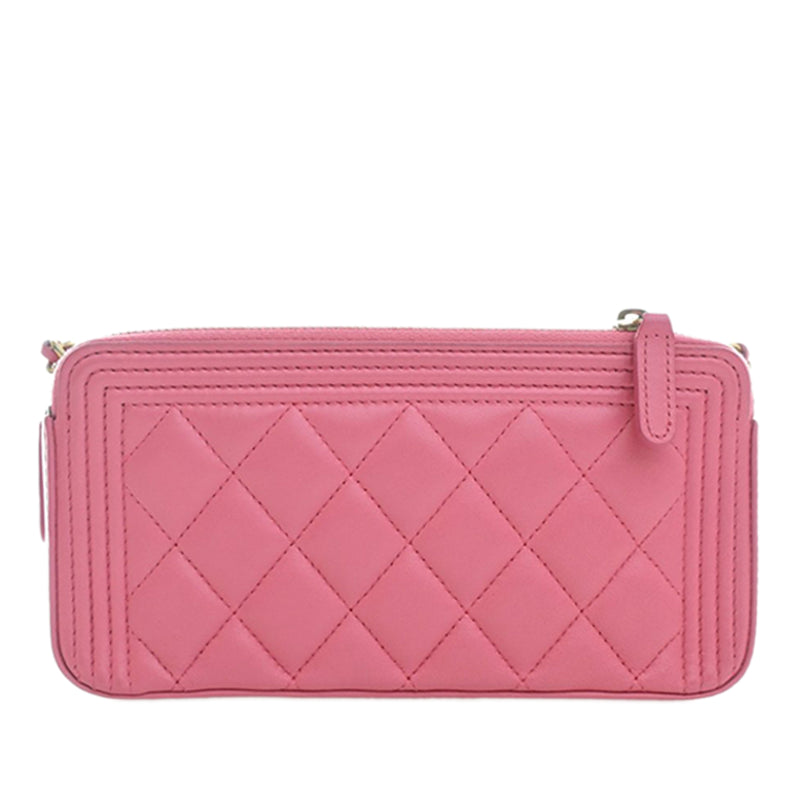 Quilted Lambskin Boy Double Zip Wallet On Chain - Image 2