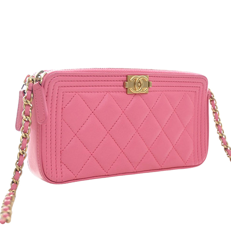 Quilted Lambskin Boy Double Zip Wallet On Chain - Image 3