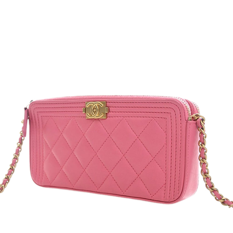 Quilted Lambskin Boy Double Zip Wallet On Chain - Image 4
