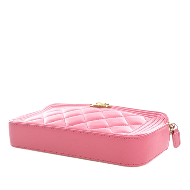 Quilted Lambskin Boy Double Zip Wallet On Chain - Image 6