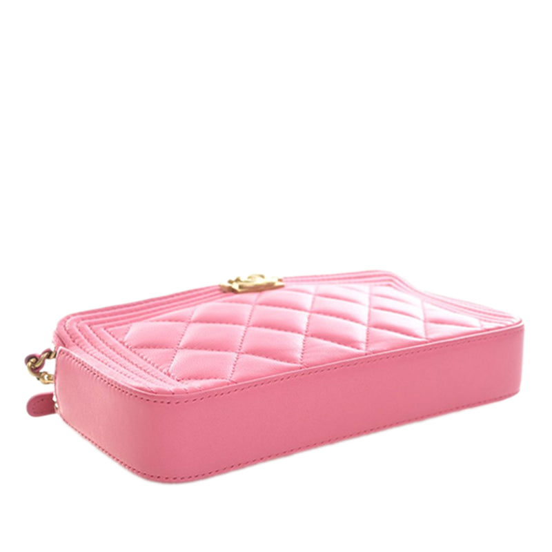 Quilted Lambskin Boy Double Zip Wallet On Chain - Image 7