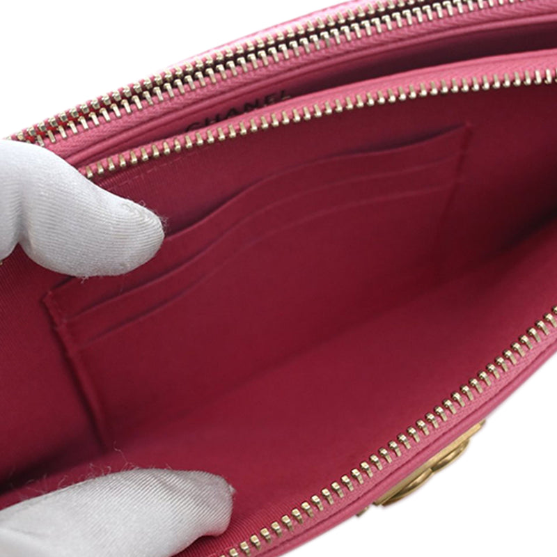 Quilted Lambskin Boy Double Zip Wallet On Chain - Image 8