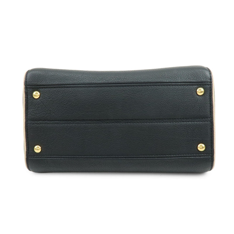 Louis Vuitton Double V Calfskin With Monogram Canvas Black Leather Bag