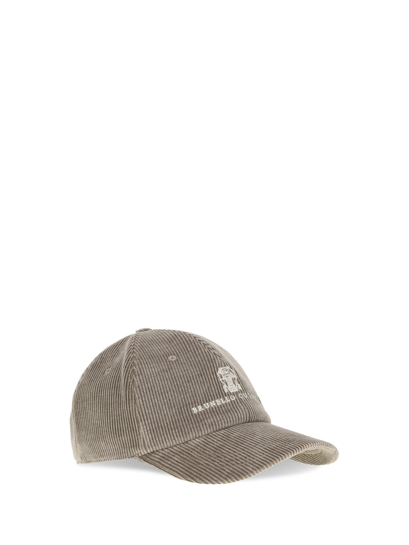 Brunello Cucinelli My4999850 Ribbed Cotton Baseball Cap — Gray Caps