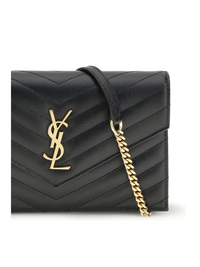 Saint Laurent Cassandre Shoulder Bag — Black Calf Leather Bos Taurus