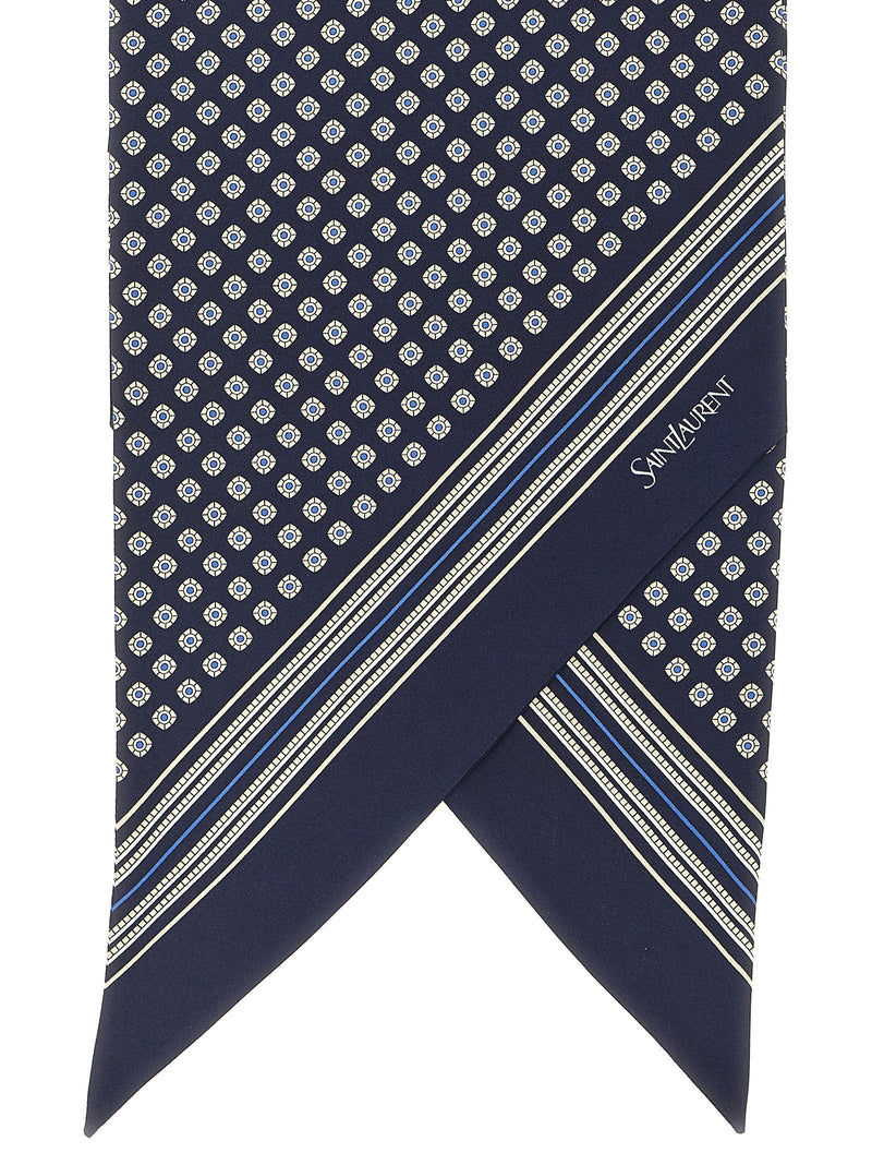 Saint Laurent Scarf — Navy Silk Twill Scarfs