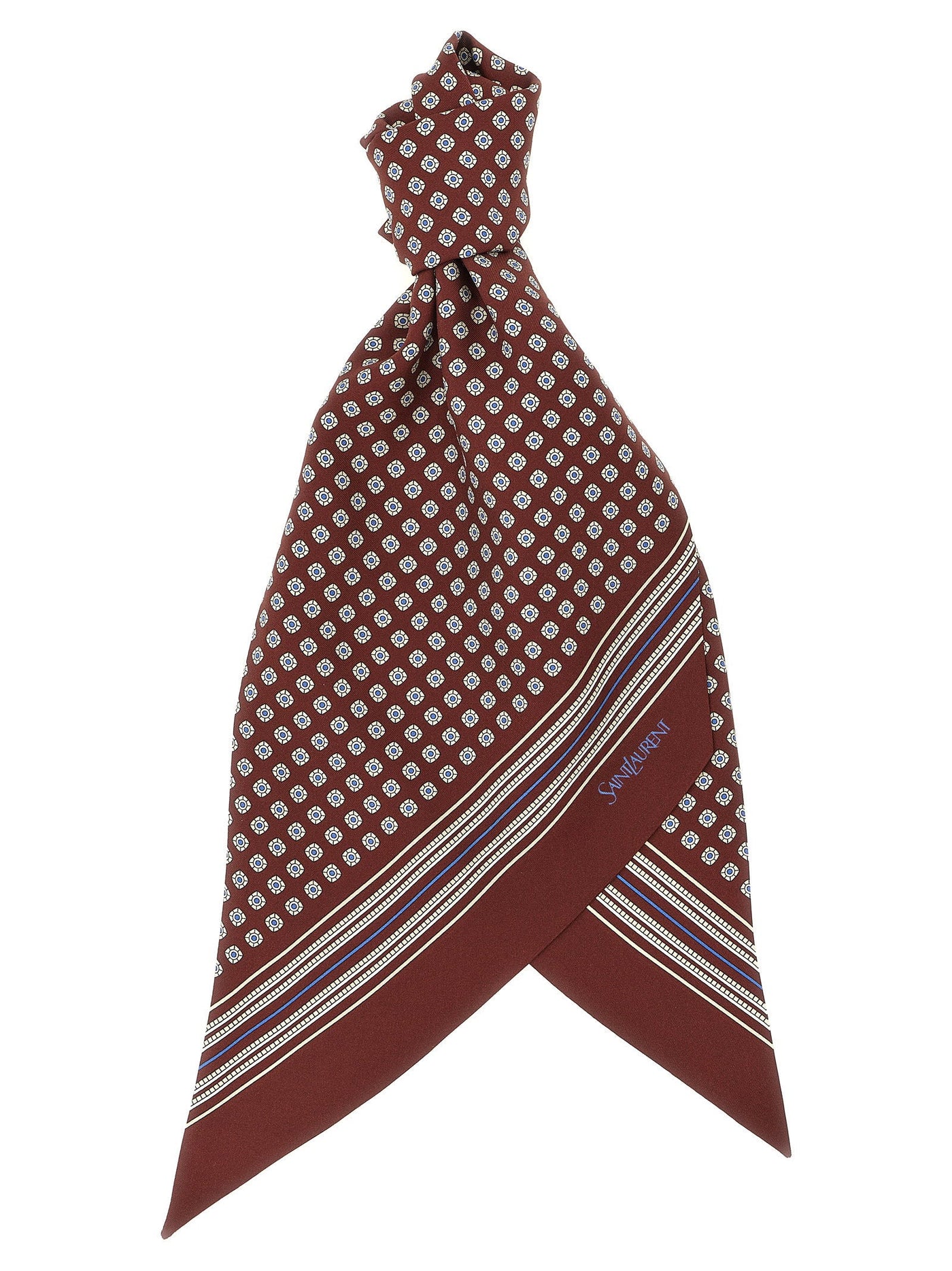 Saint Laurent Scarf — Burgundy Silk Twill Scarfs