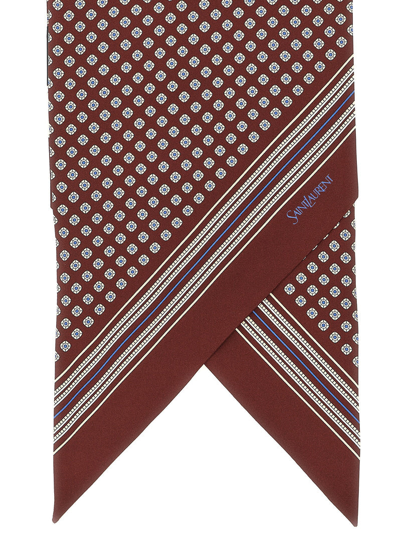 Saint Laurent Scarf — Burgundy Silk Twill Scarfs