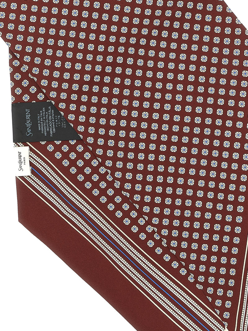 Saint Laurent Scarf — Burgundy Silk Twill Scarfs