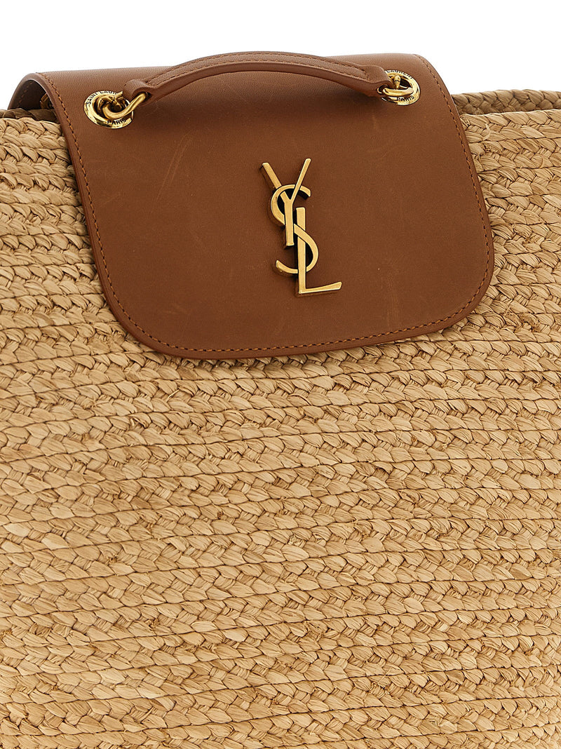 Saint Laurent Manon Shoulder Bag — Beige Woven Raffia Body