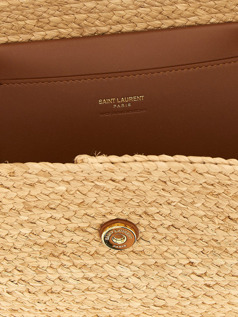 Saint Laurent Manon Shoulder Bag — Beige Woven Raffia Body