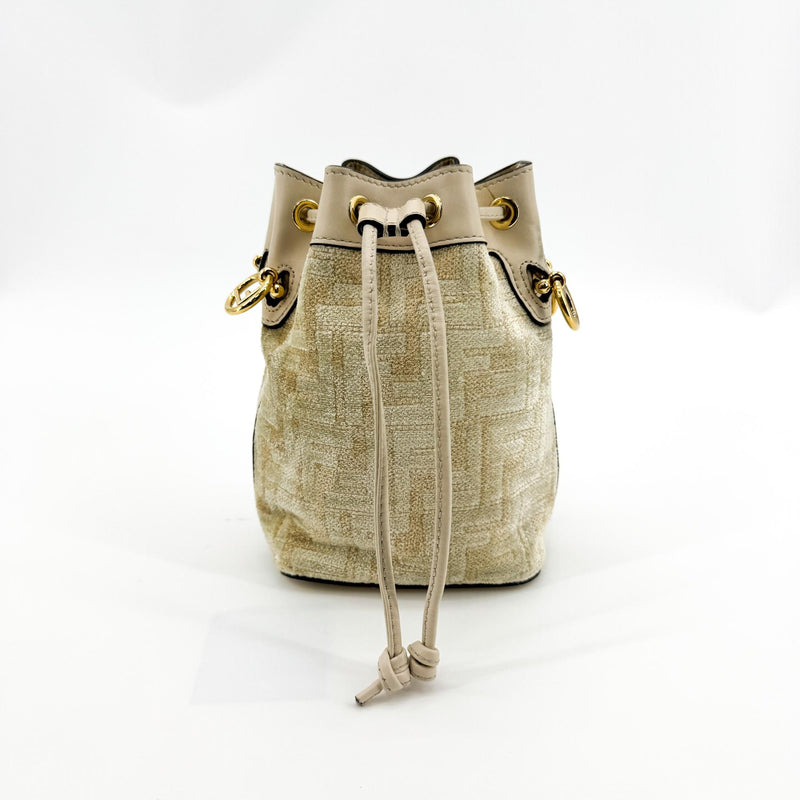 Fendi Mon Tresor Bucket Zucca Velvet Jacquard Beige Bag