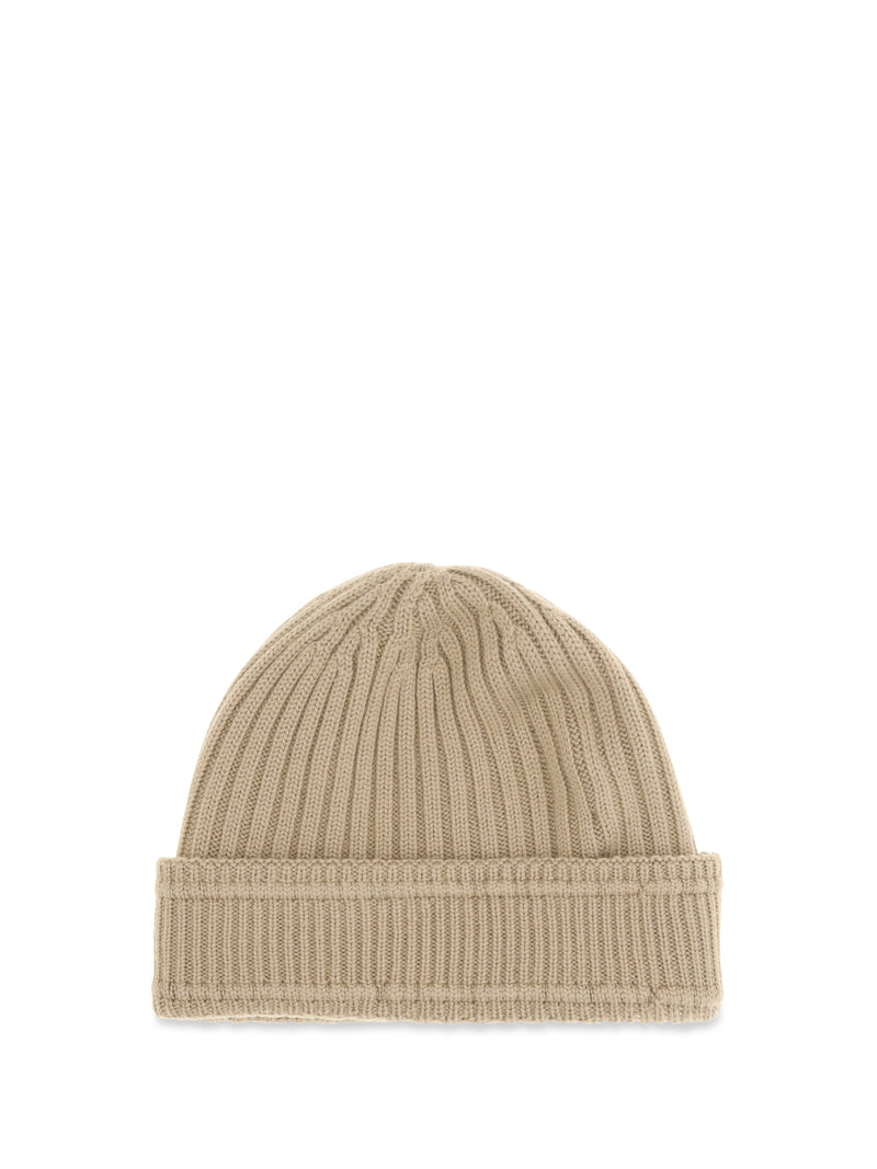 Burberry 8103341 Ribbed Merino Wool Beanie — Beige Ovis Aries Beanies