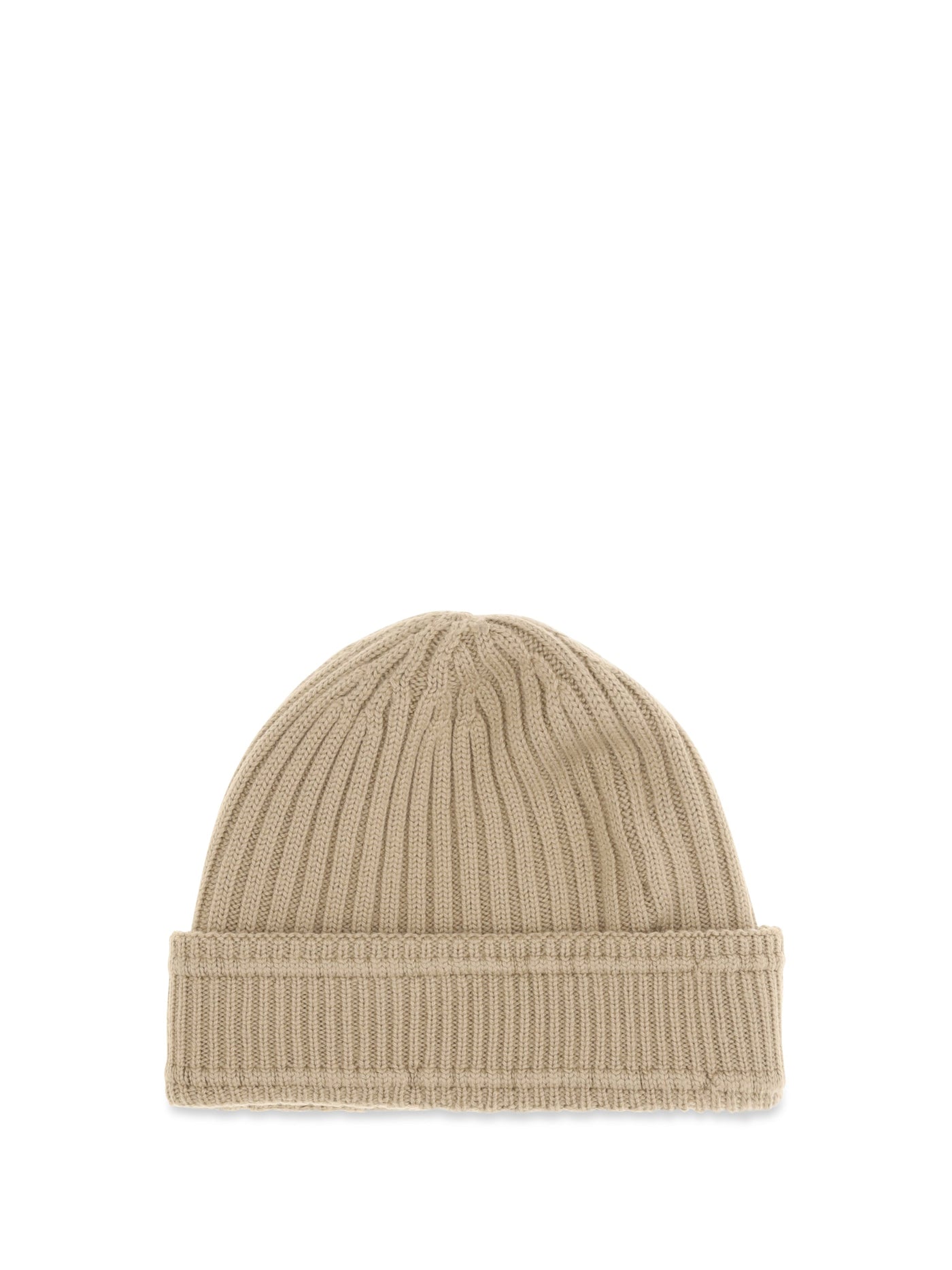 Burberry 8103341 Merino Wool Ribbed Beanie — Beige Beanies