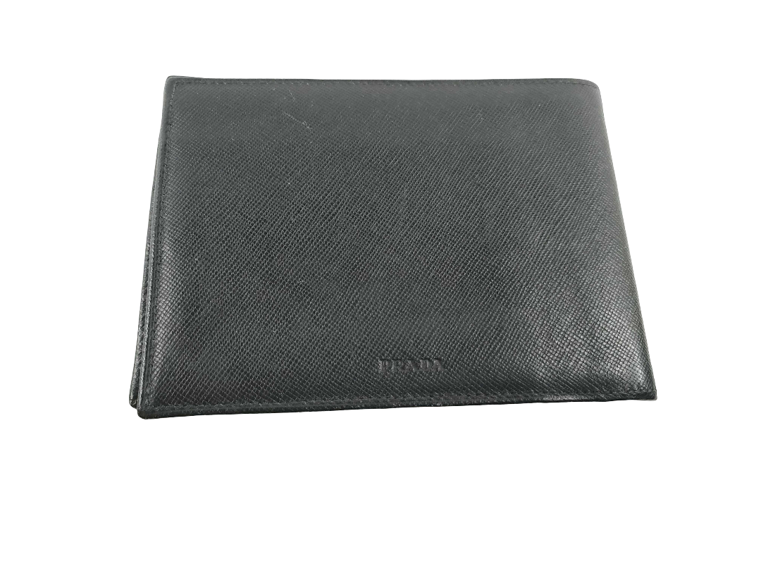 Prada Saffiano Bifold Leather Black Accessory