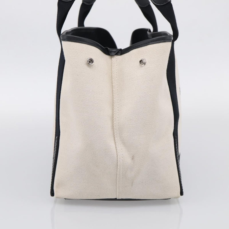 Balenciaga Navy Cabas Canvas With Leather White Bag