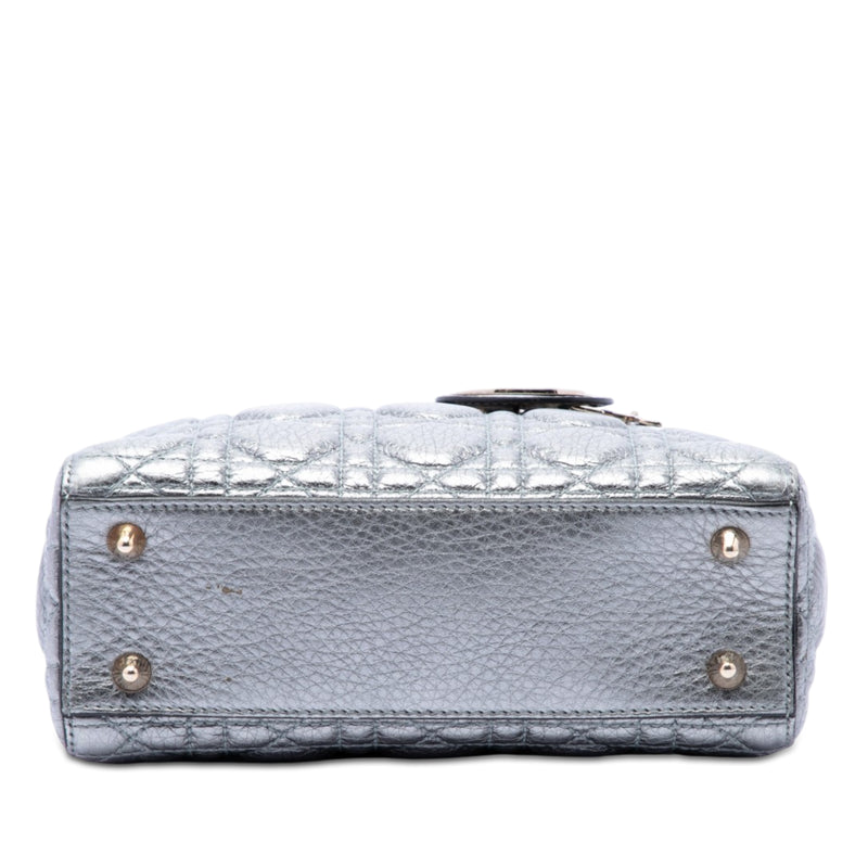 Small Metallic Grained Calfskin Cannage Supple Lady Dior - Image 3