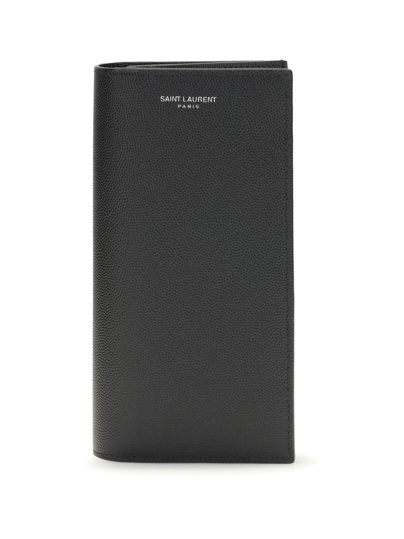 Saint Laurent Grained Leather Wallet — Black Calf