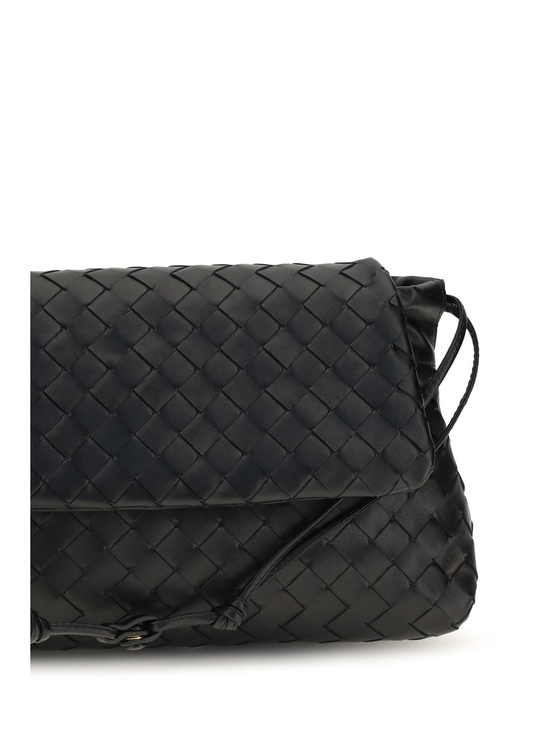 Bottega Veneta Intrecciato Shoulder Bag — Black Calf Leather