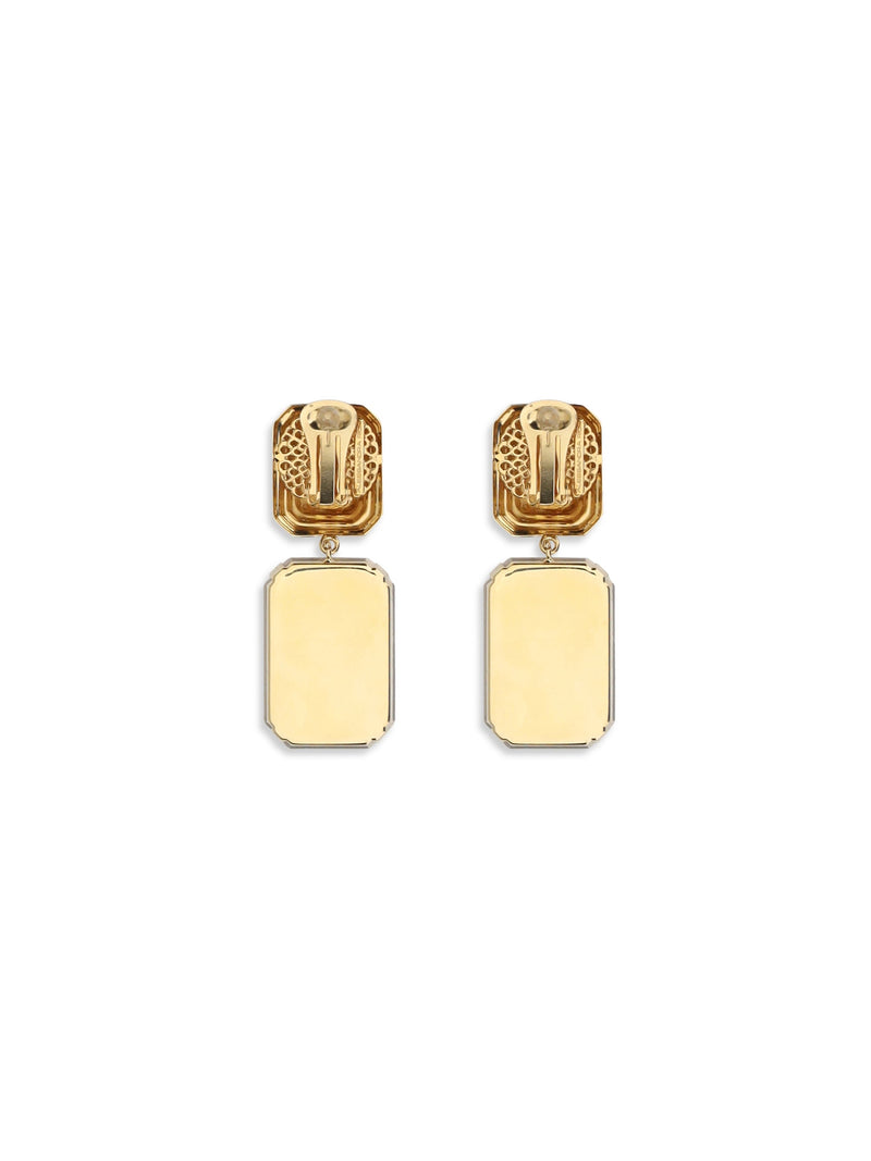 Alessandra Rich Crystal-Drop Clip-On Earrings — Gold Glass; Brass