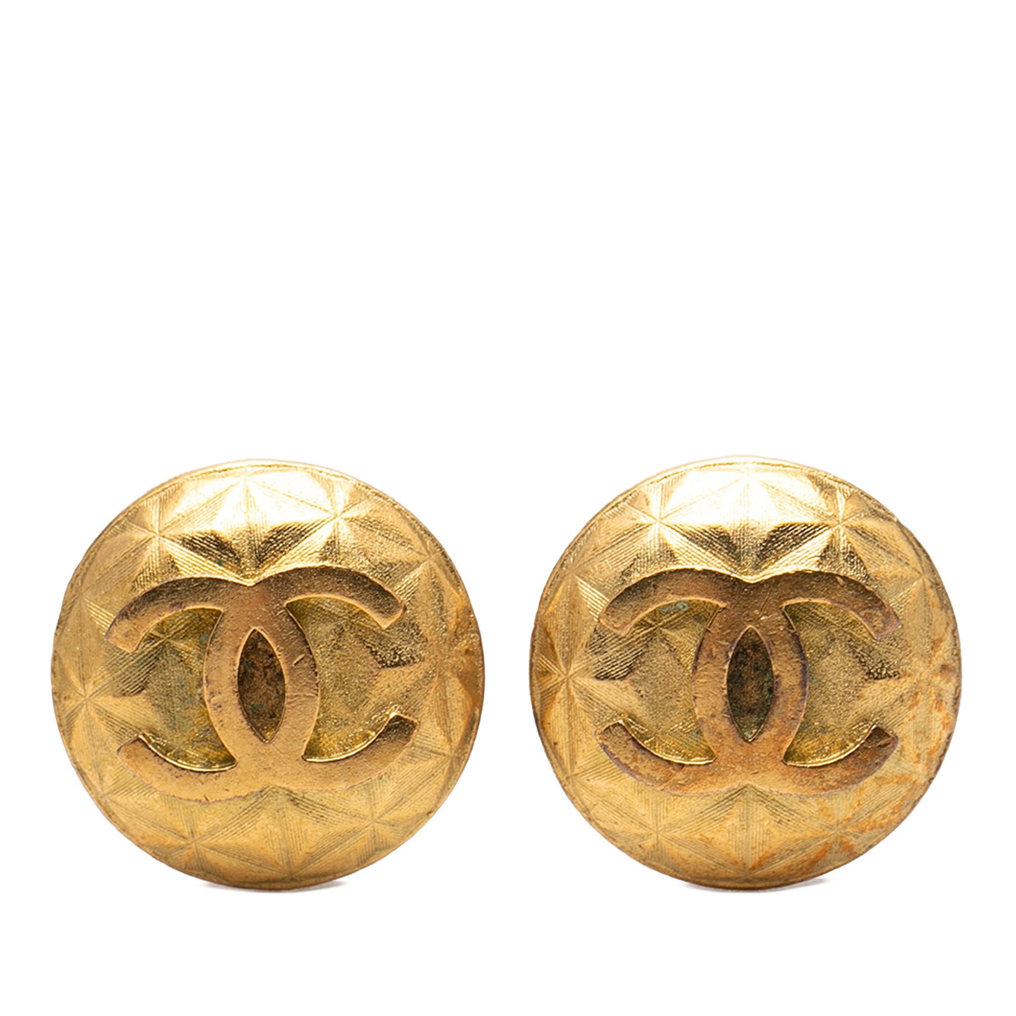 CC Gold Plated Round Clip On Earrings - Image 1