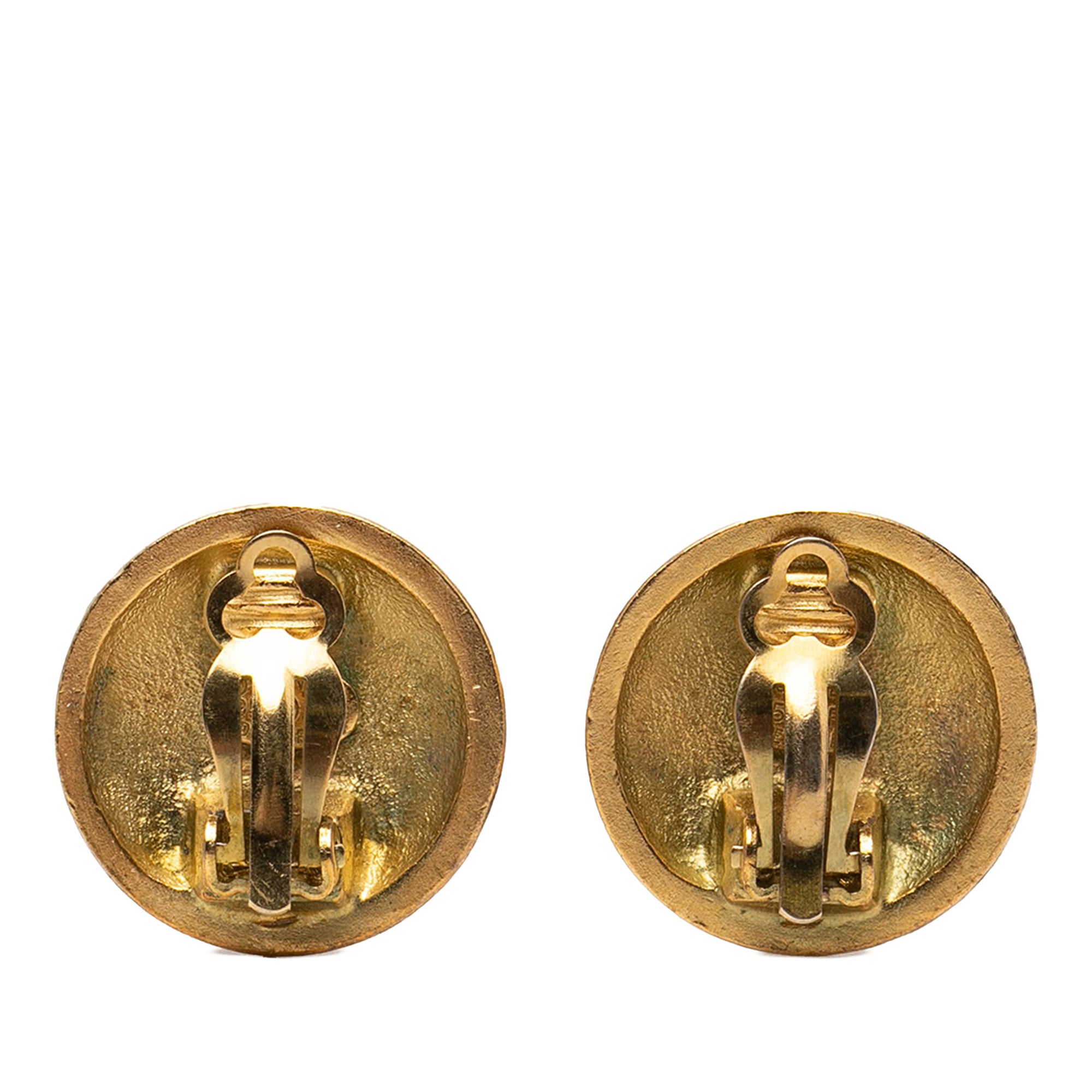 CC Gold Plated Round Clip On Earrings - Image 2