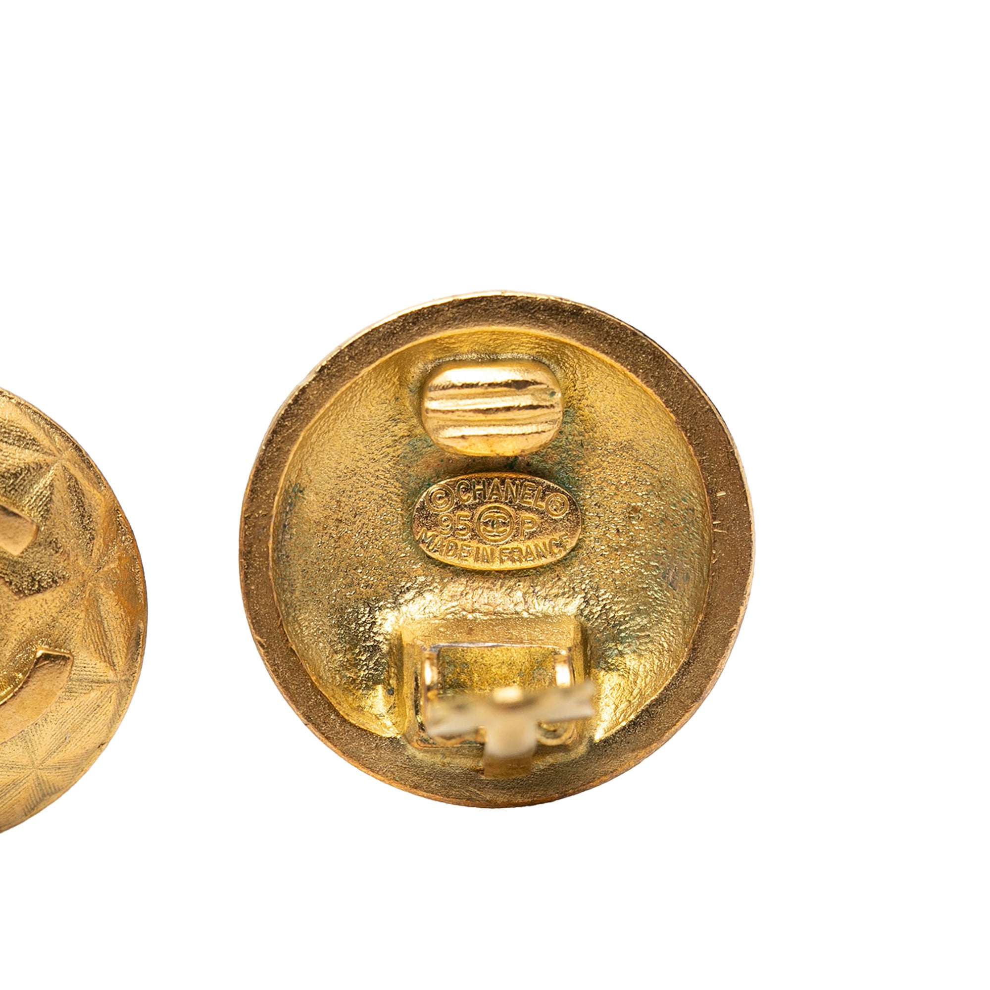 CC Gold Plated Round Clip On Earrings - Image 3